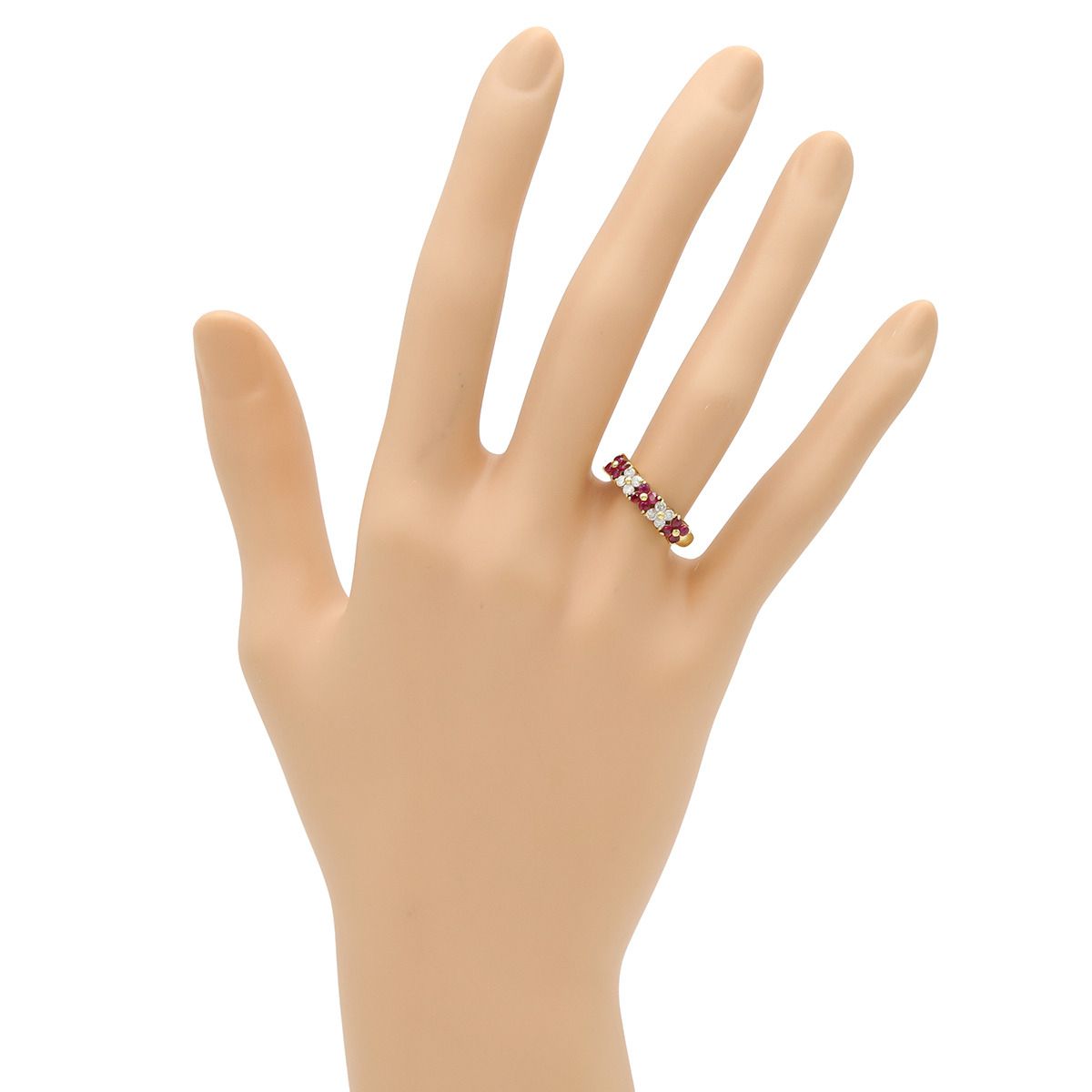 ジュエリーツツミK18 花形モチーフルビー／ダイヤモンド.07カラット4.11g ジュエリーツツミK18 花形モチーフルビー／ダイヤモンド.07カラット4.11g