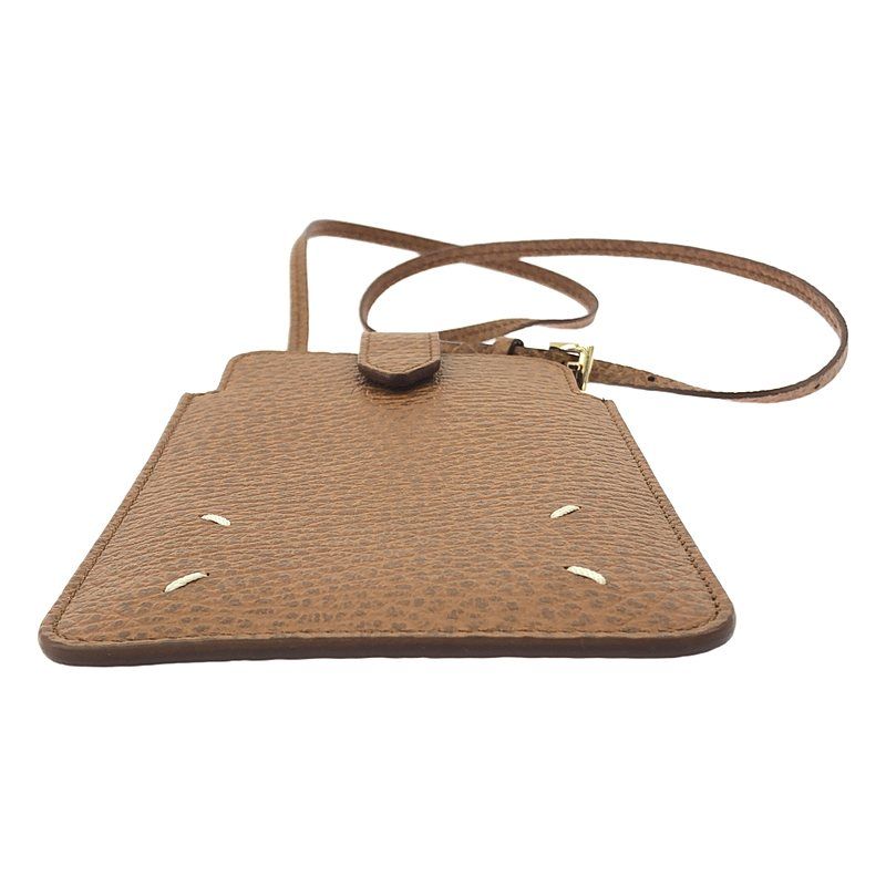 Maison Margiela スマホショルダーバッグ ブラウン Maison Margielaダークブラウン レザー スマホショルダーバッグ Maison