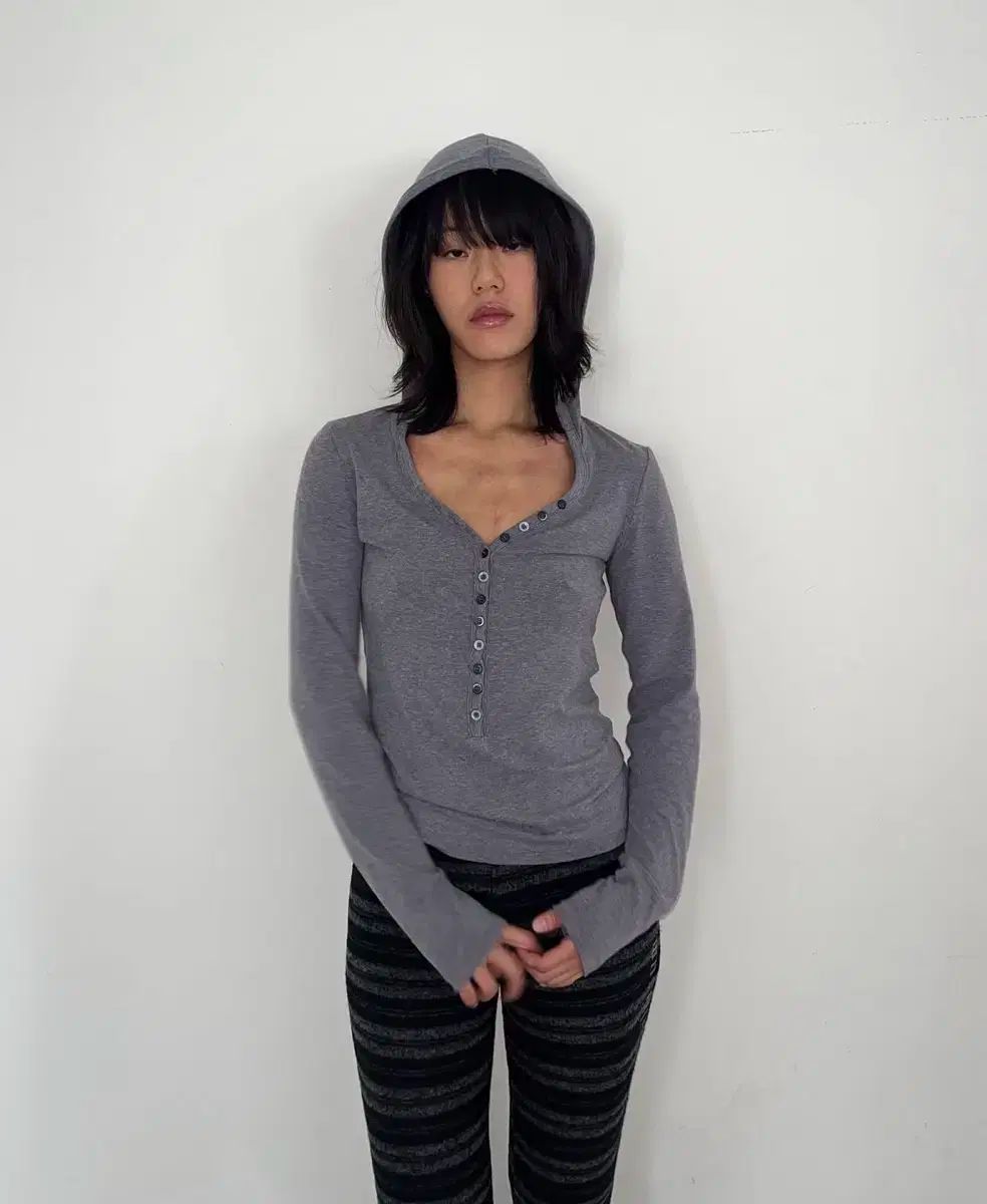 ファヒ島 テンスダンス BUTTON T ー SHIRT_GRAY