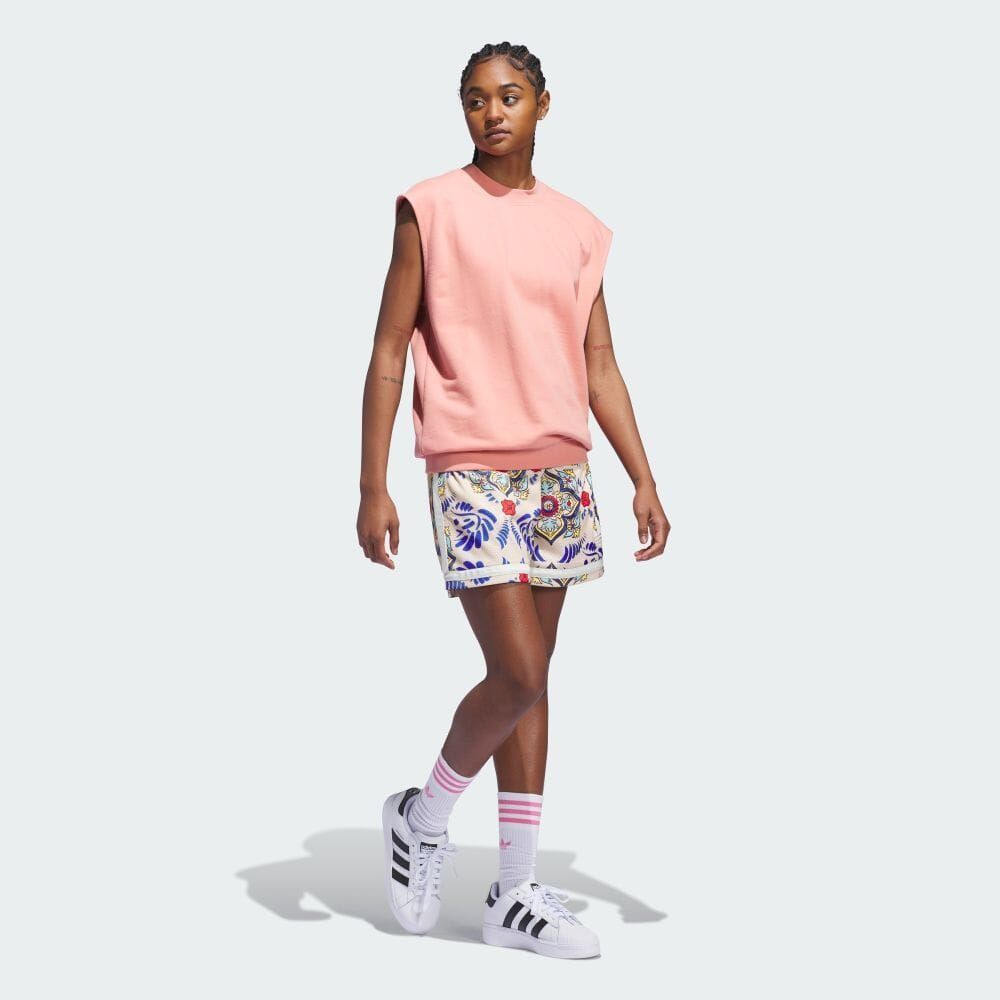 (アディダスオリジナルス) adidas Originals 総柄プリントショーツ ハーフパンツ ショートパンツ ストリート レディース JSW26 IN4238 WOMEN ALL-OVER PRINT SHORTS CRYSTAL SAND