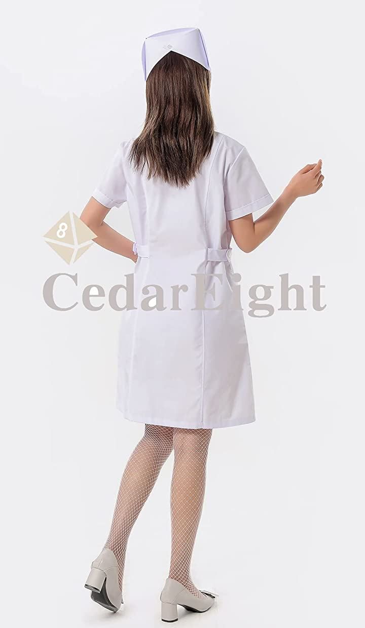 CedarEight(シダーエイト) 本格的 ナースコスプレ レディース 看護師 制服 衣装 ナース服 キャップ 網タイツ 3点セット ピンク ...