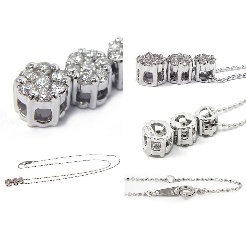 ダイヤモンド ネックレス D0.50ct ホワイトゴールド K18WG スリー 