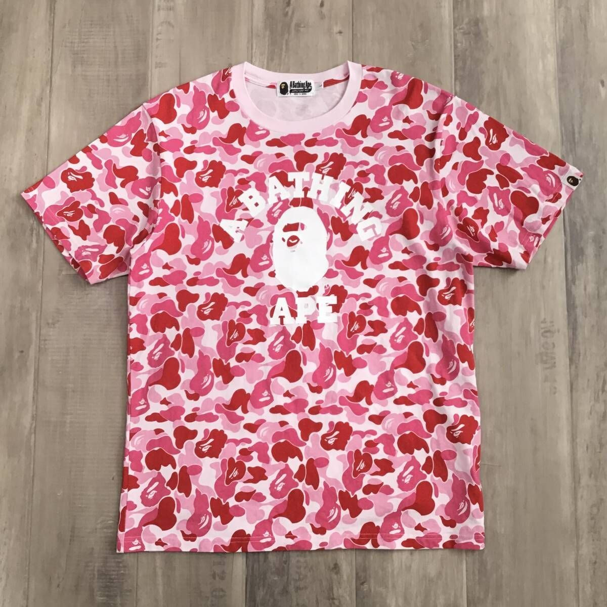 ABC camo pink カレッジロゴ Tシャツ Lサイズ a bathing ape BAPE 