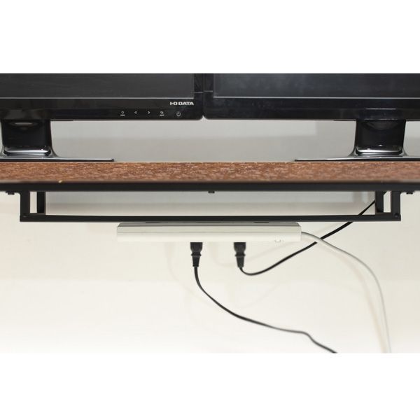 デュアルモニターテーブル ダークブラウン