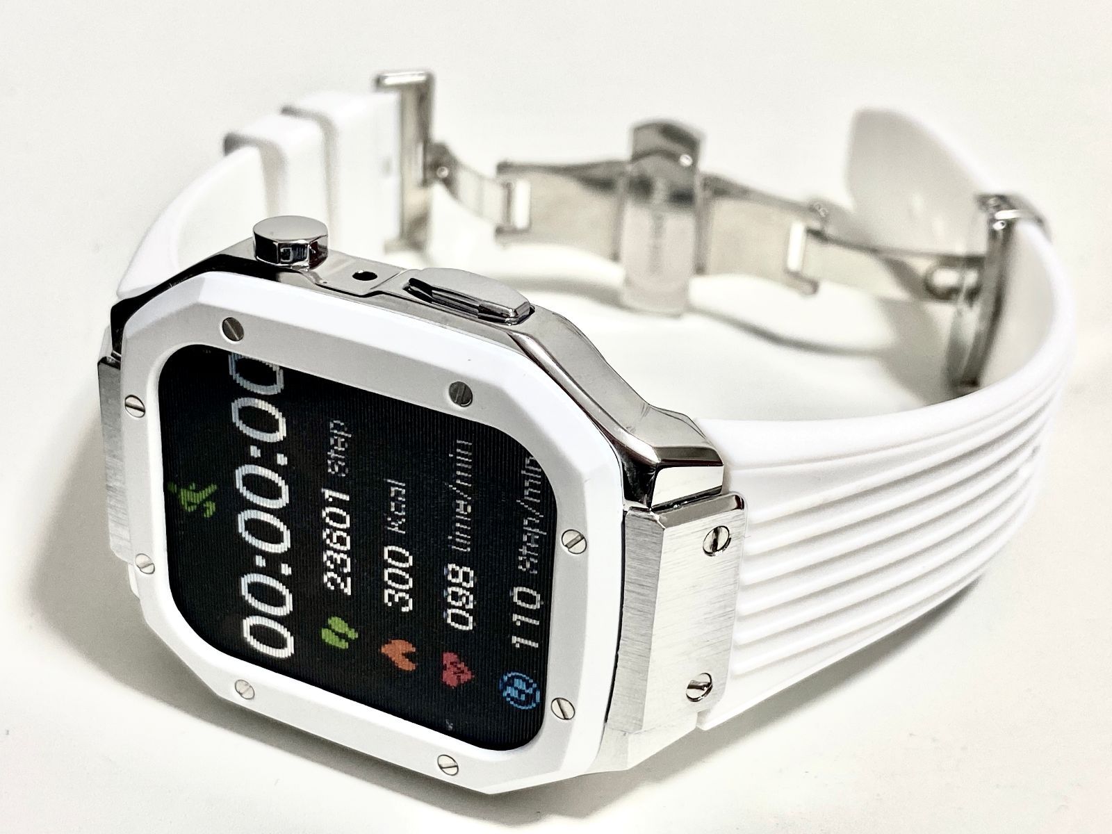 r1白☆Apple Watch ラバーアップルウォッチバンドカスタムメタルカバー r1白☆Apple Watch ラバーアップルウォッチバンドカスタムメタル
