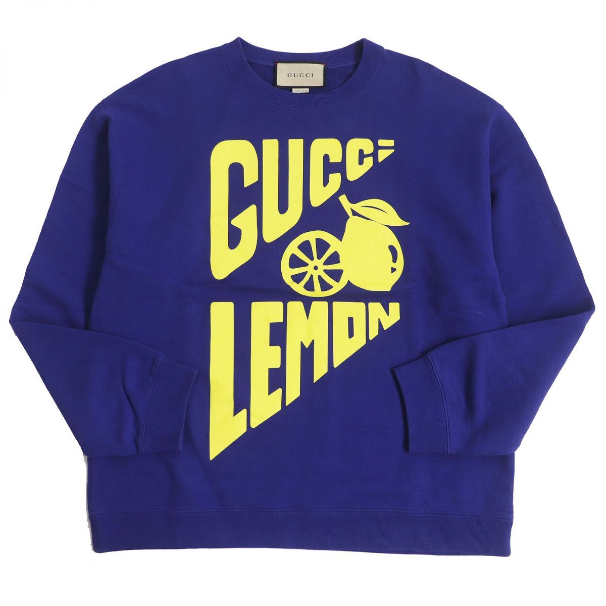 美品□22SS GUCCI/グッチ 681217 LEMONプリント コットン100％ 長袖 ロングスリーブ スウェットシャツ/トレーナー ブルー S  伊製 正規品 - メルカリ