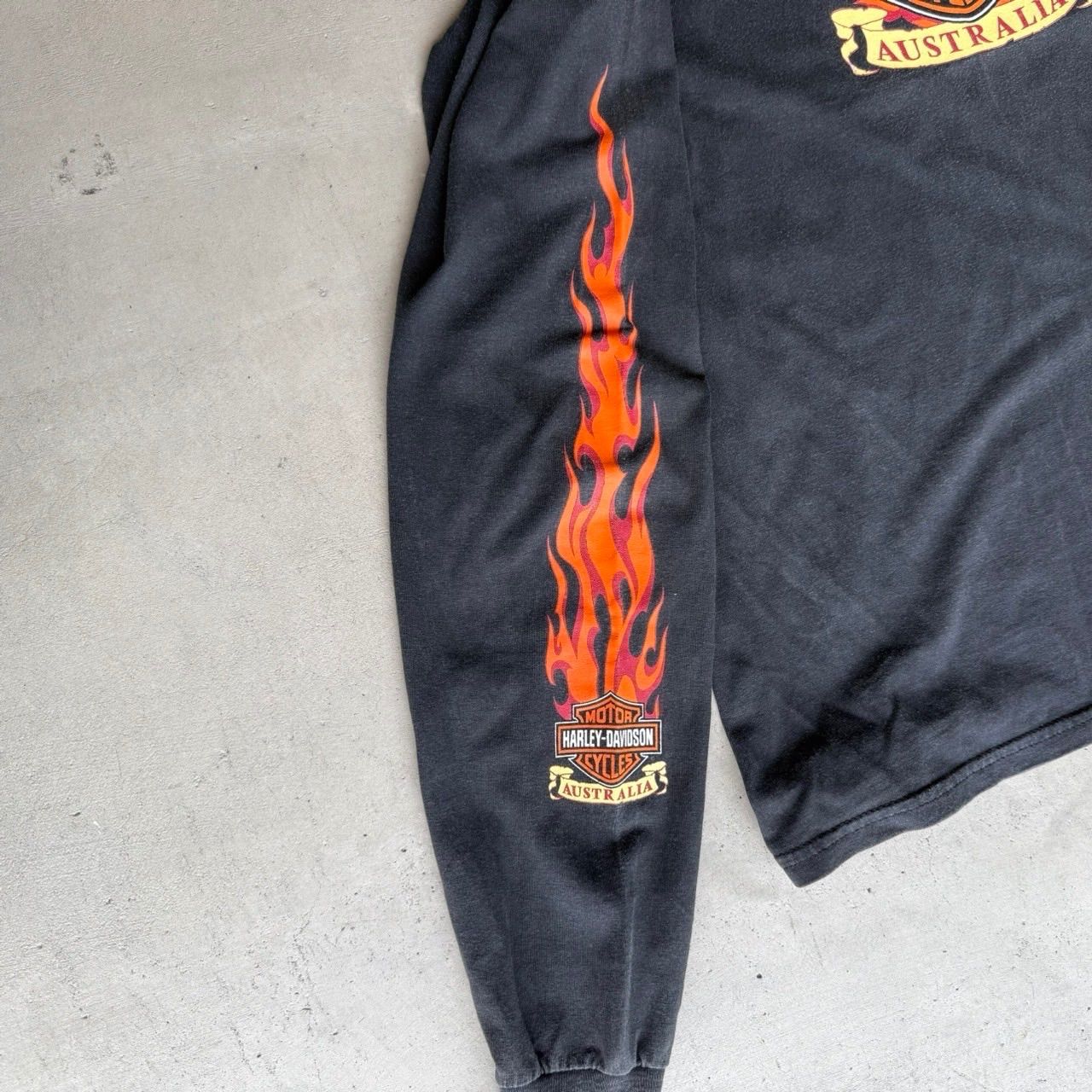 80s 90s Harley Davidson ハーレーダビッドソン 袖プリ フレイム 