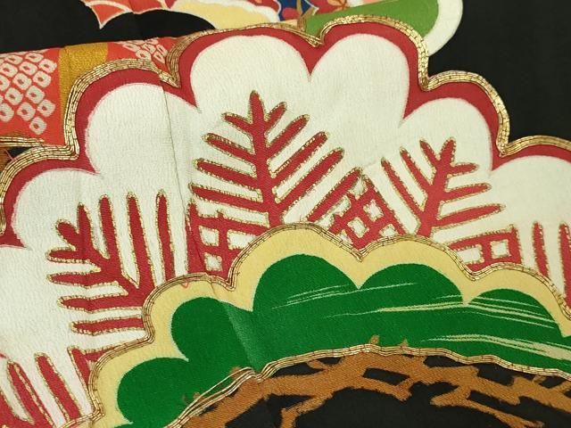 駒刺繍 御所車吉祥花松文