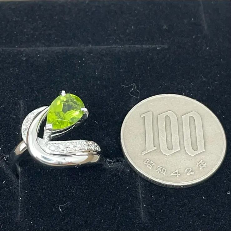 ペリドット リング Pt900 プラチナ D0.14ct ダイヤ リング 指輪 - メルカリ