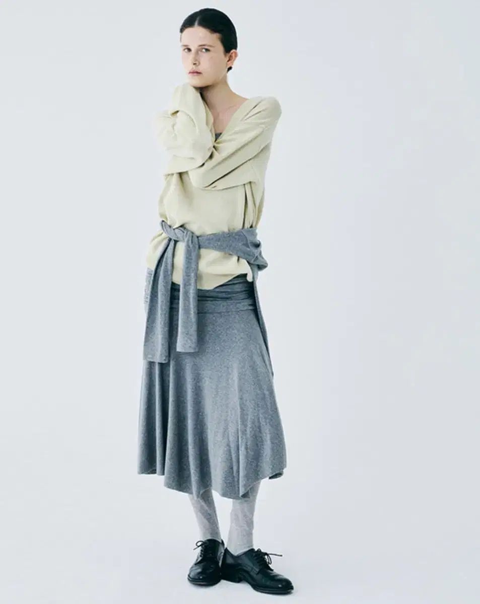 ポーチャー forher shirring unbal skirts melange