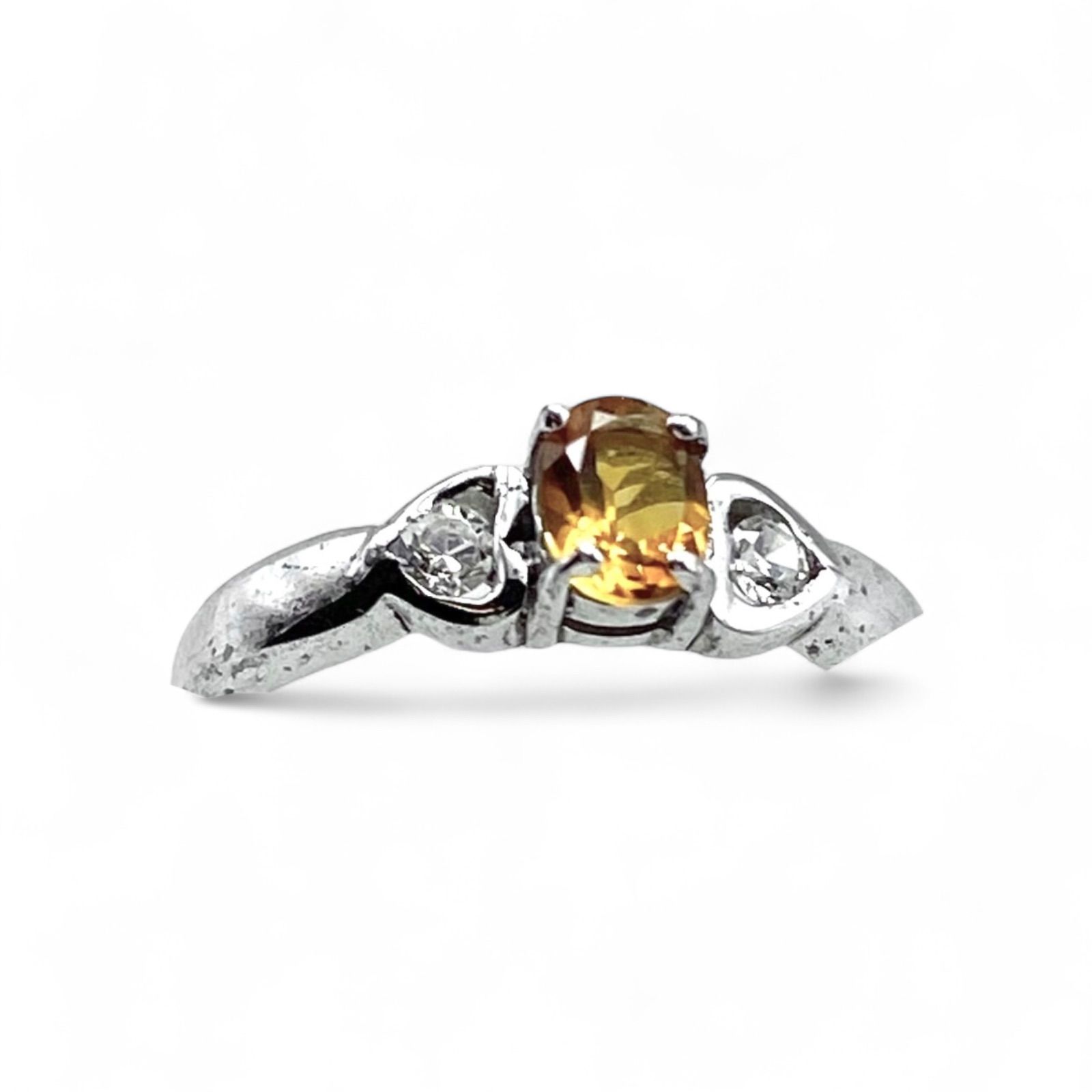 幸運の石】 シトリン Silver 925 刻印 90s Vintage Ring シルバー 