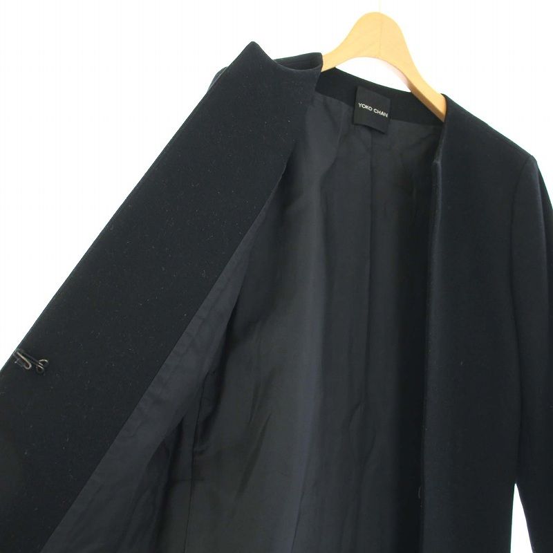 ヨーコチャン YOKO CHAN ノーカラーコート アルパカ 切替 ミドル丈  