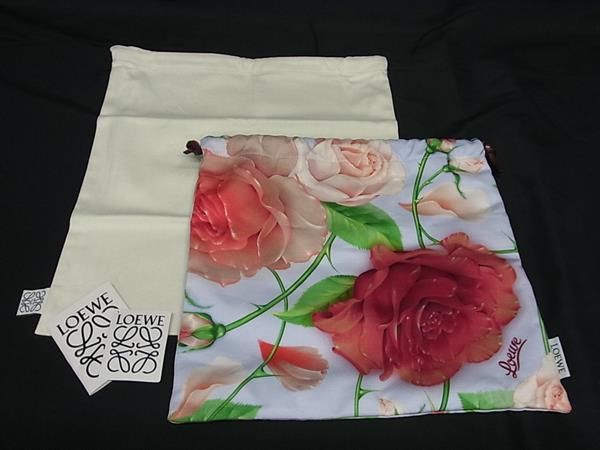 □新品□未使用□ LOEWE ロエベ キャンバス×レザー 花柄 巾着袋 ポーチ