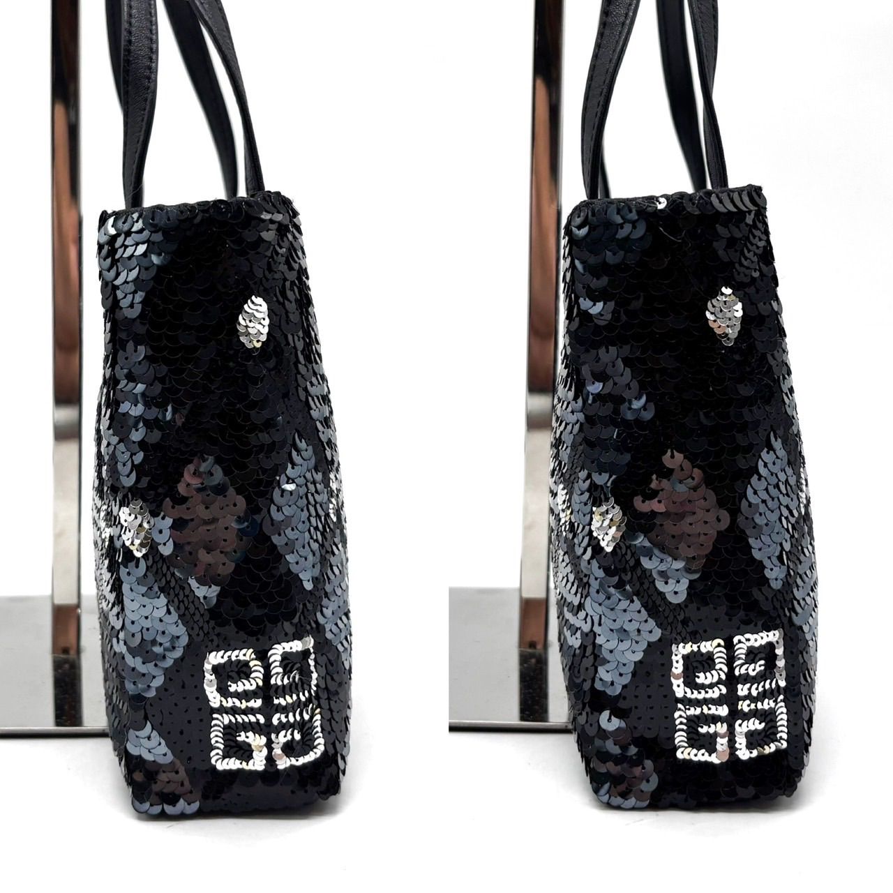 ジバンシー ハンドバッグ ワンハンドル レザー ブラック 4G ロゴ 大容量 黒 ✨美品✨ GIVENCHY ジバンシー ハンドバッグ 4G柄 総柄 レザー