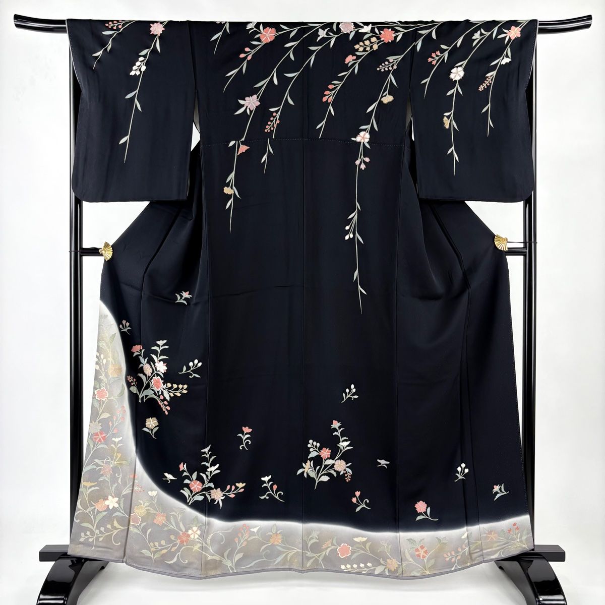◆1888◆訪問着　松葉色　作家落款　藤花図　正絹　袷　身丈162㎝　和装着物 ◇1888◇訪問着 松葉色 作家落款 藤花図 正絹 袷 身丈162㎝ 和装