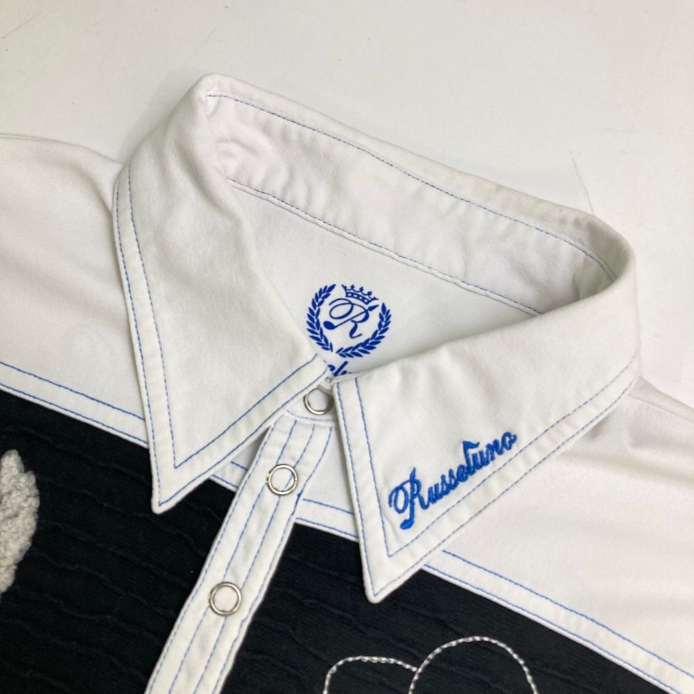 サイズ：L RUSSELUNO ラッセルノ 半袖ポロシャツ ホワイト系