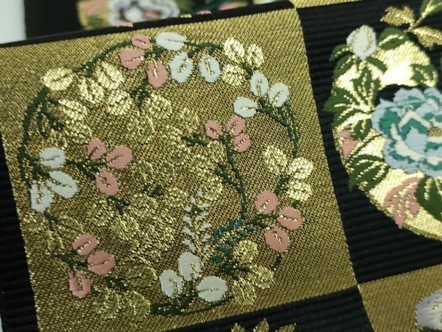 市松取四季花の丸 黒地