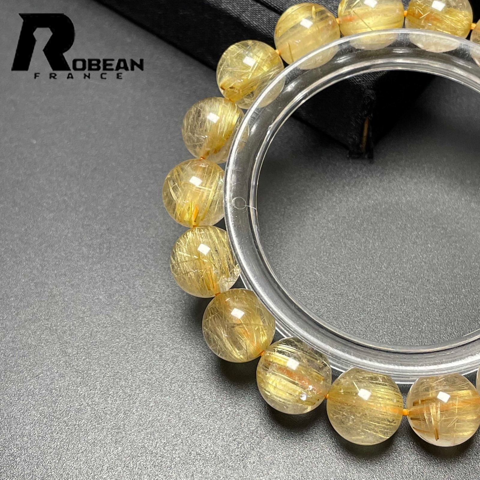 高品質！ゴールドタイチンルチルブレス♡約9㎜金運最近【新品未使用一点限り】 綺麗 EU製 定価11万円☆ROBEAN・タイチンルチル☆黄金針水晶