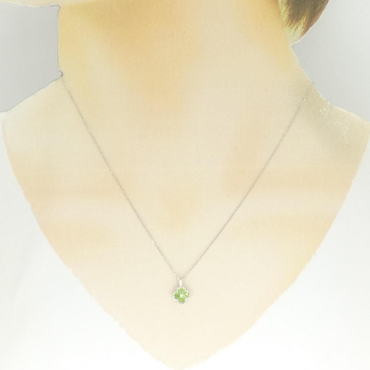 ご予約 デマントイド ネックレス K18WG フラワー デマントイドガーネット ネックレス 0.41CT
