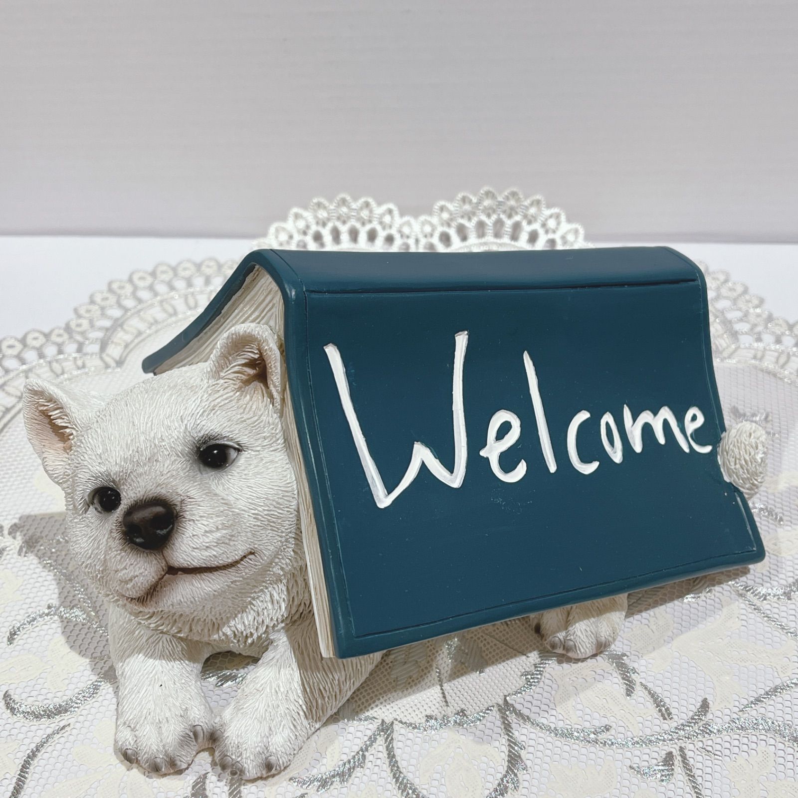 Welcome　シバイヌ　オーナメント　置物　犬　リアル　玄関　ギフト　おしゃれ　インテリア　ウェルカム　柴犬　子犬