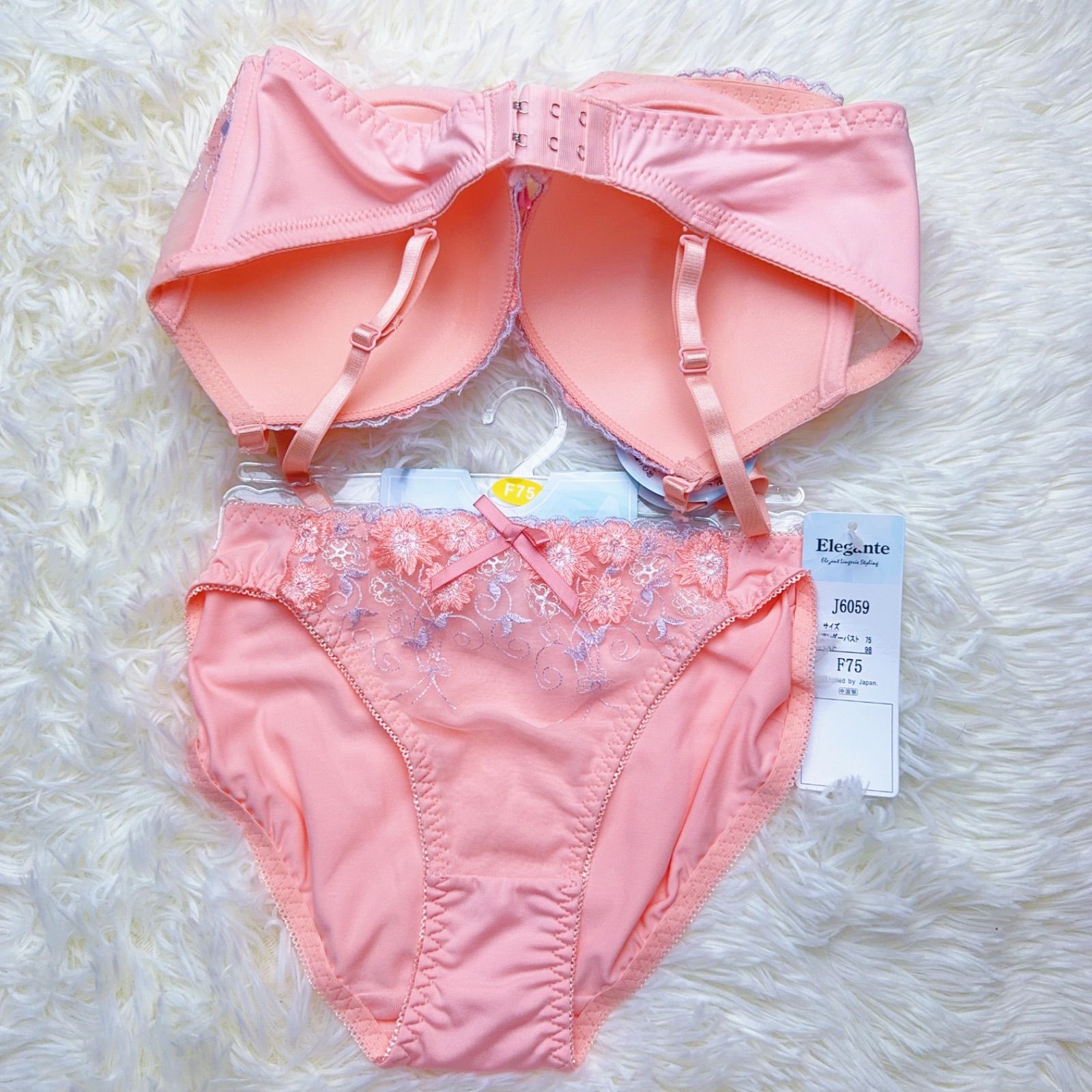 ブラショーツセット F75 花柄刺繍 フラワー刺繍 ソフトワイヤー