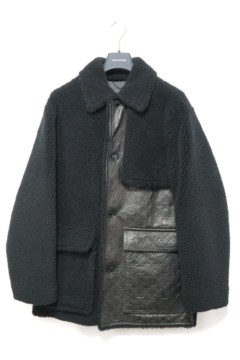 ルイヴィトン  21AW  RM212M ZUT HLL05E モノグラムレザー切替ムートンボアコート メンズ 50 2021AW LOUISVUITTON ルイヴィトン モノグラム ボア ラム レザー