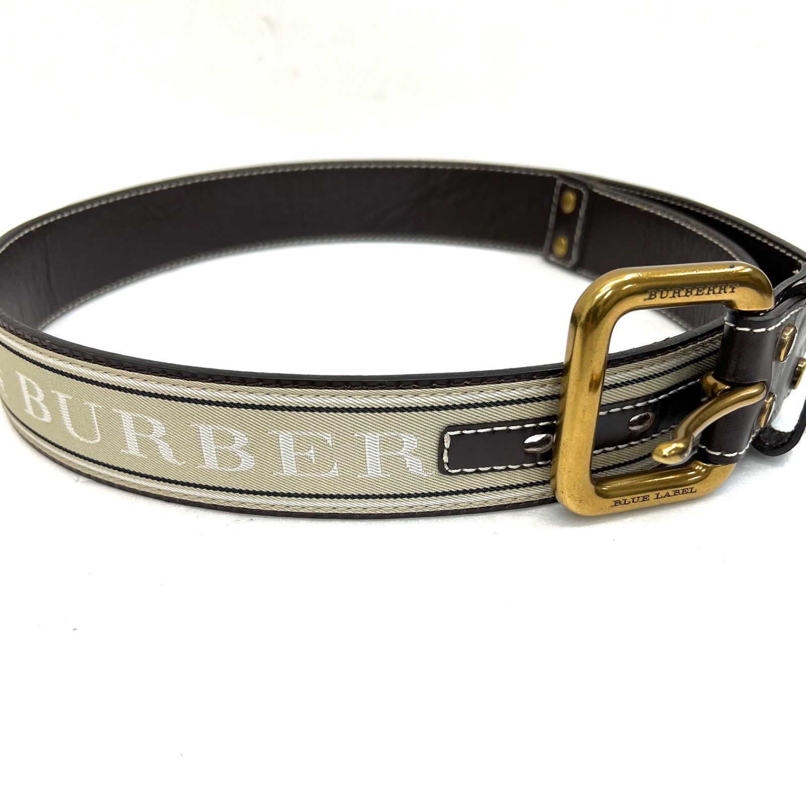 (s)BURBERRY BLUE LABEL バーバリー ブルーレーベル ベルト レディース ホワイト系×ブラウン系×ゴールド