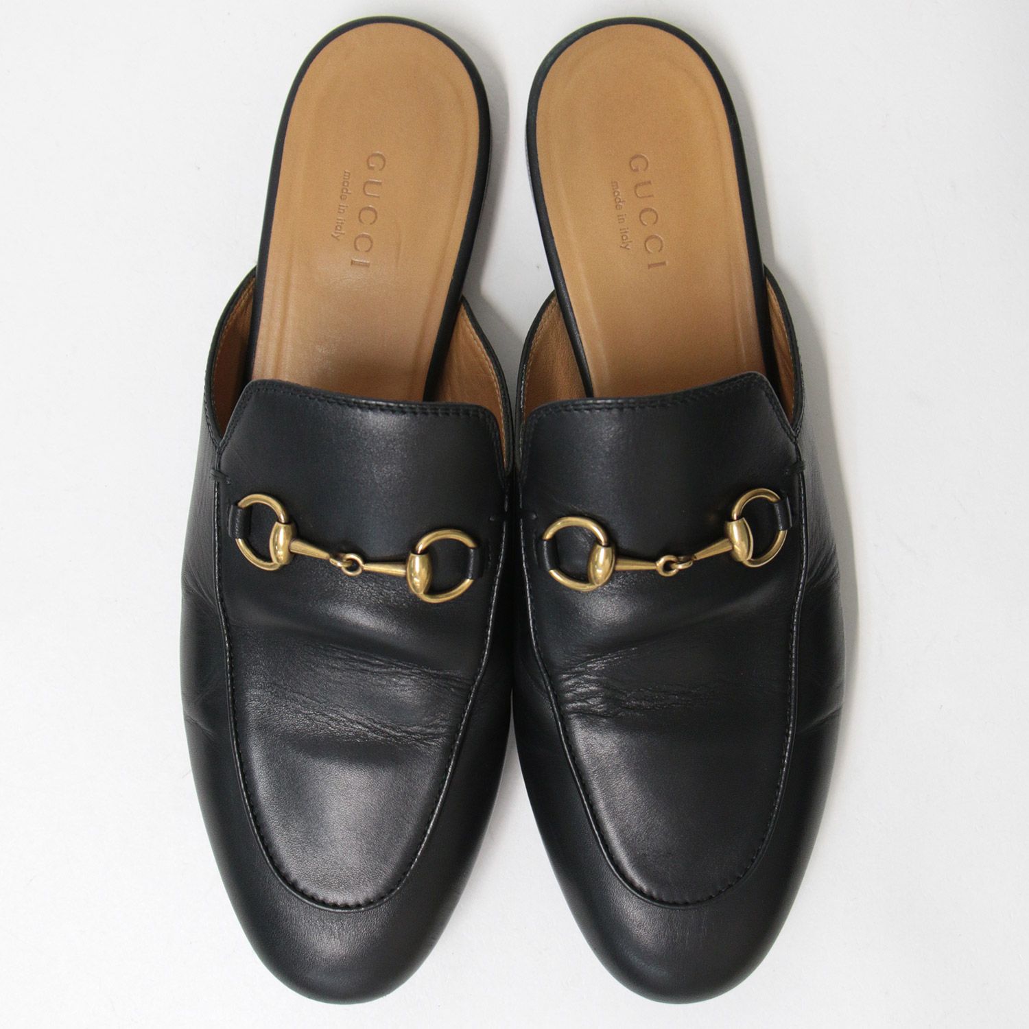 GUCCI グッチ レザー 靴 シューズ ミュール 24.5cm スリッパ フラット  