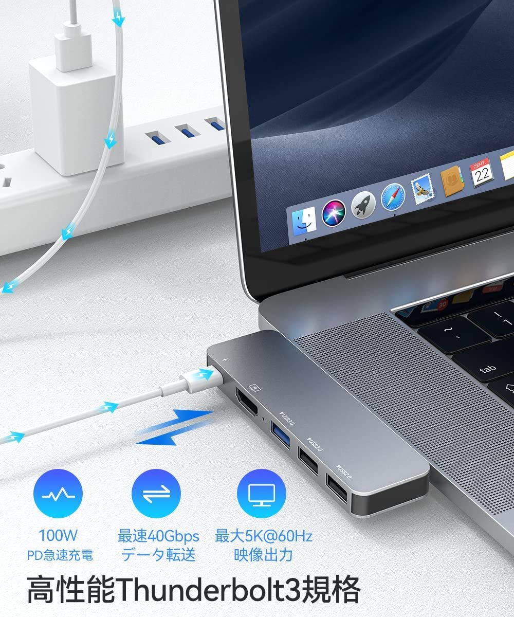 GIISSMO Macbook ハブ 5-IN-2 Macbook Pro Air ハブ USB C ハブ Mac