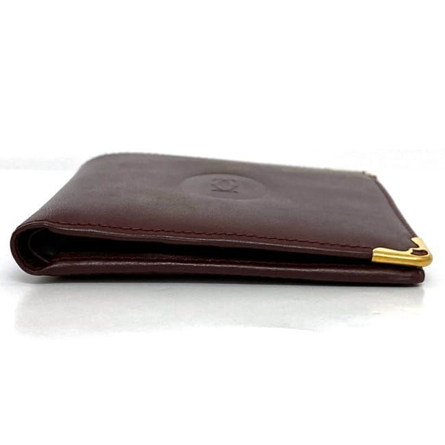 カルティエ 二つ折り 財布 ec-21589 ボルドー マスト 美品 レザー