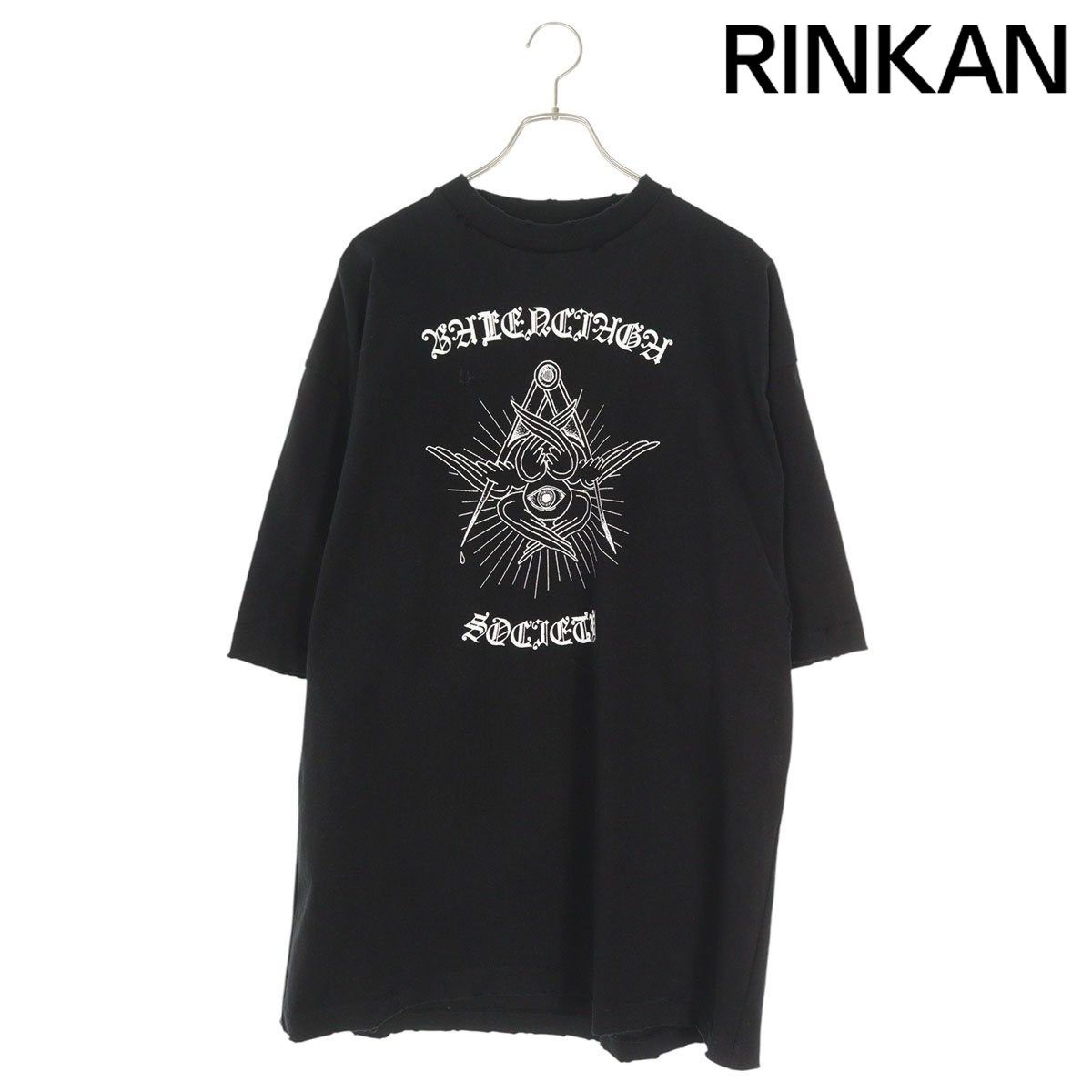 バレンシアガ 20AW 641614 TJV78 ダメージ加工ゴシックTシャツ メンズ XS