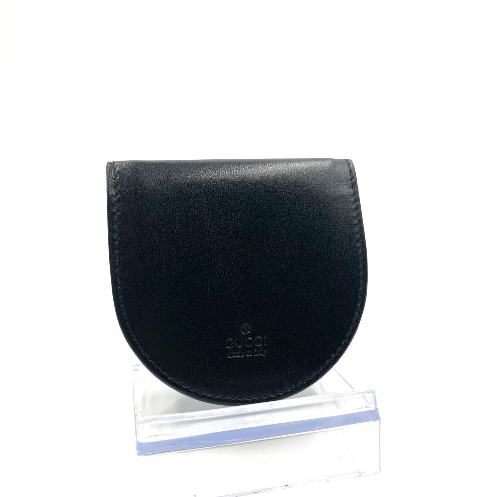 美品　グッチ 115263 レザー ブラック 馬蹄 コインケース　小銭入れ GUCCI グッチ コインケース 馬蹄型 小銭入れ ブラック 黒 Gロゴ