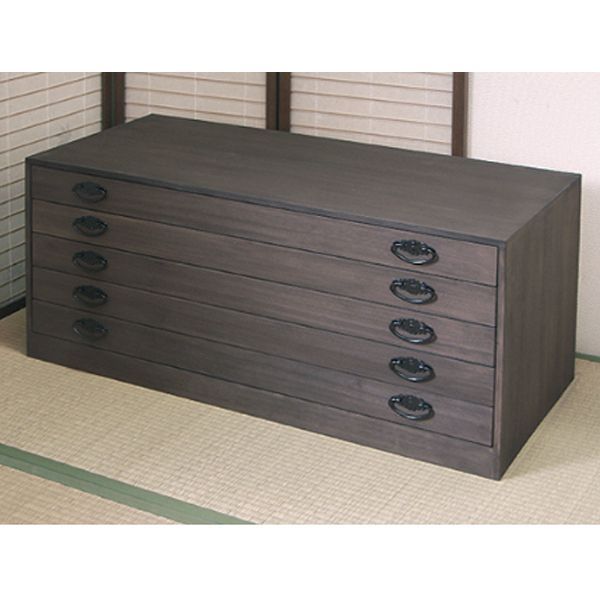 新品・国産品：桐たんす５段「咲」焼桐色系とのこ仕上げ　着物用　桐箪笥　桐タンス　１４営業日以内の発送