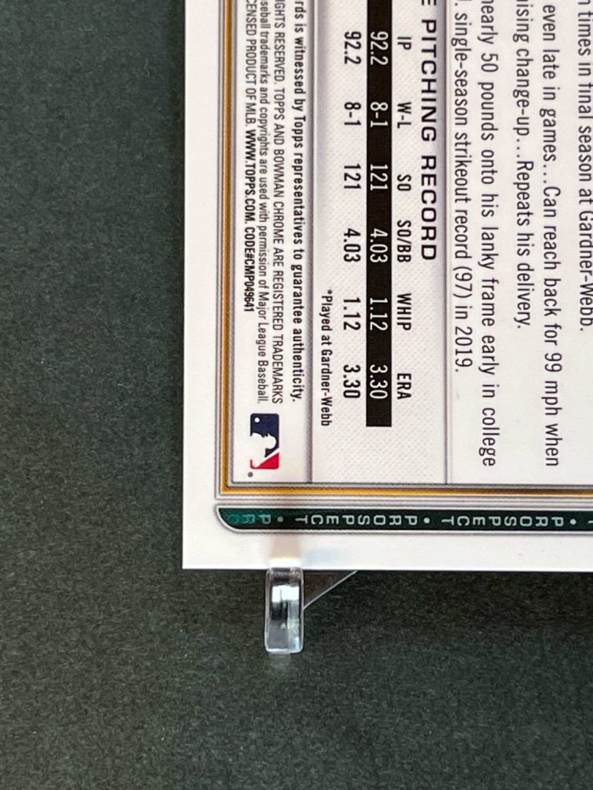 メイソンミラー直筆サインカード 2021 Bowman Chrome Draft 1st Bowman 