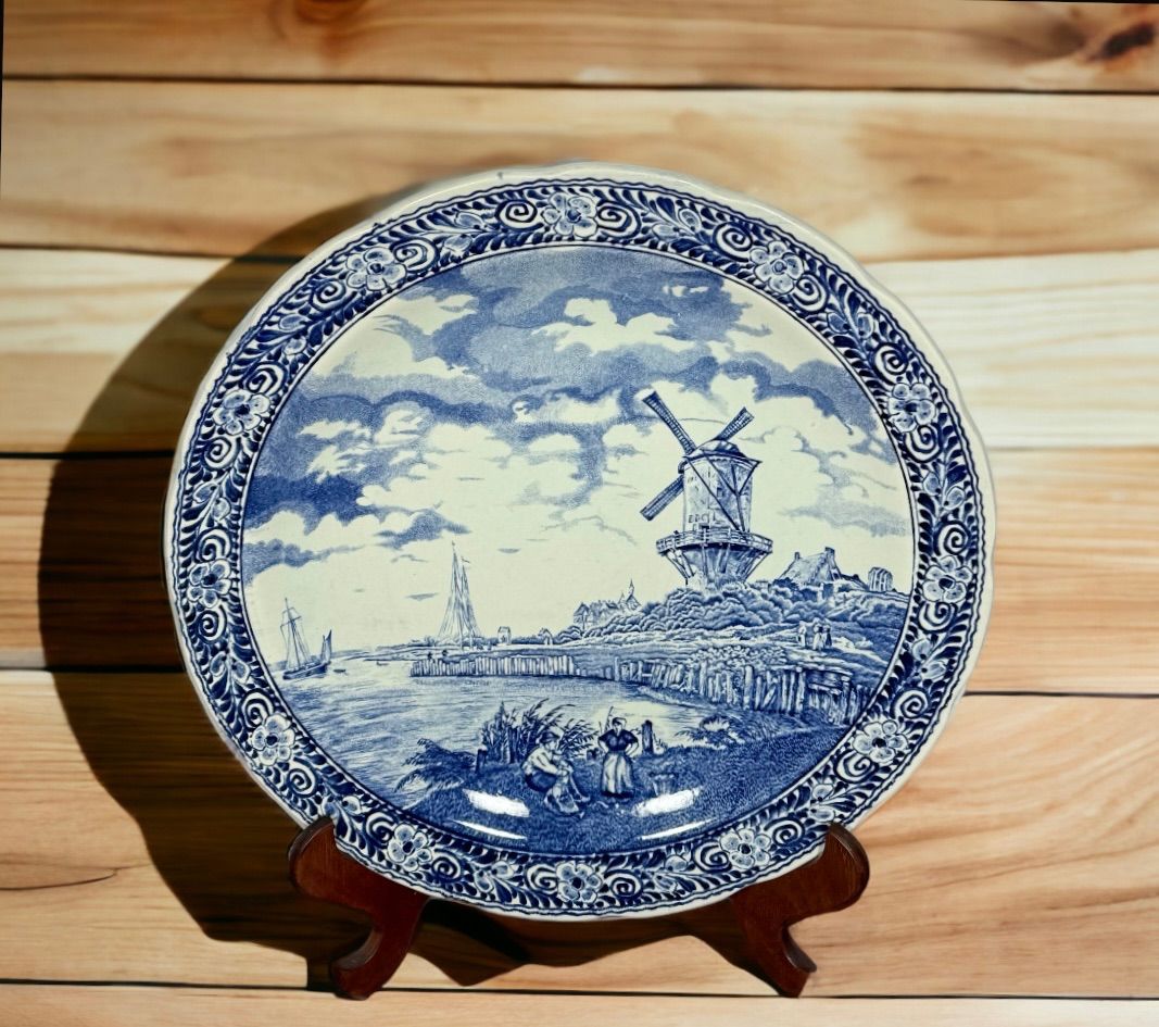 デルフト 大皿 オランダ BOCH 平皿 絵皿 印判 陶器 骨董品 