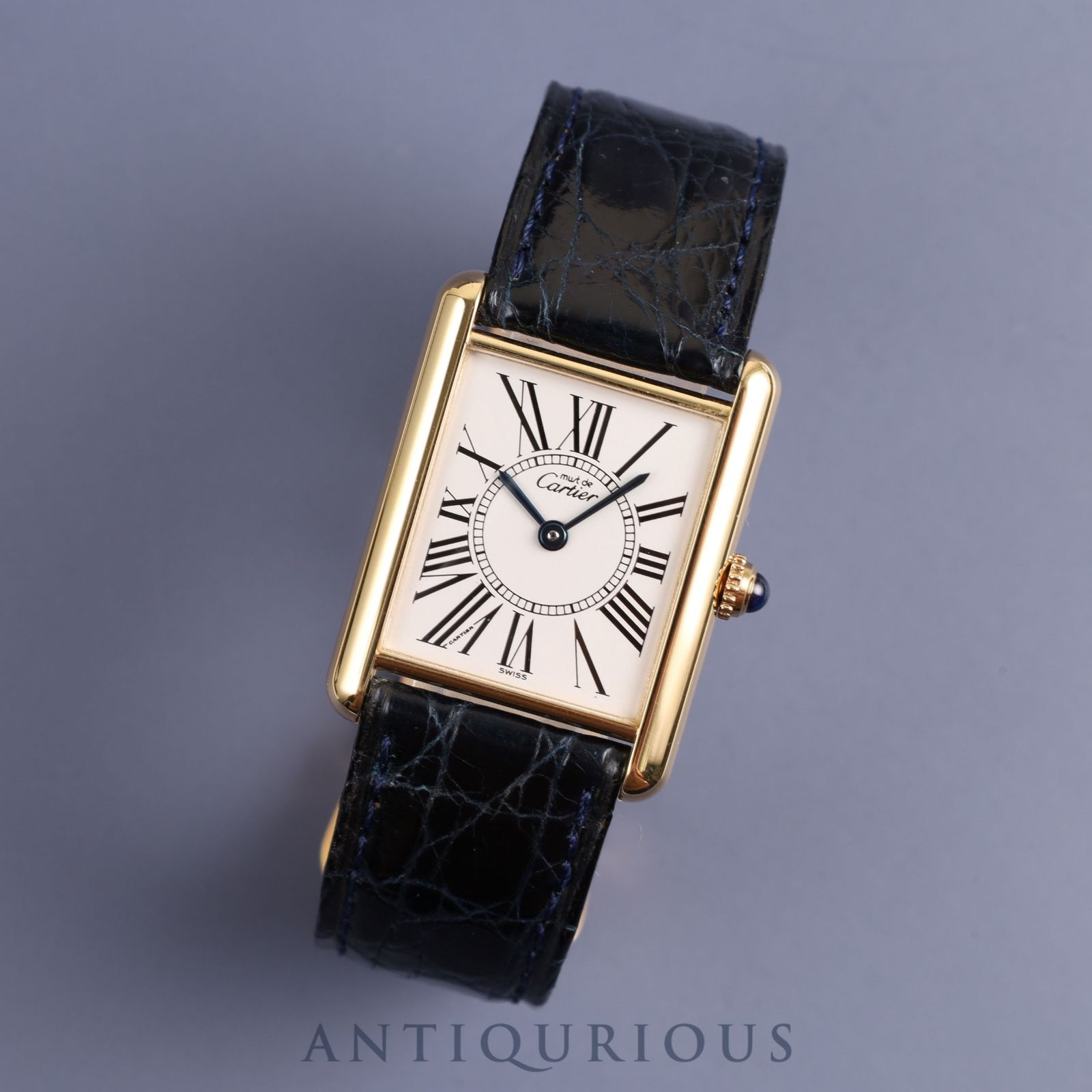 カルティエ　マストタンクLM 純正バンド　クロコ　黒 ファッション 通販 カルティエ LM （CARTIER 社外クロコ 純正