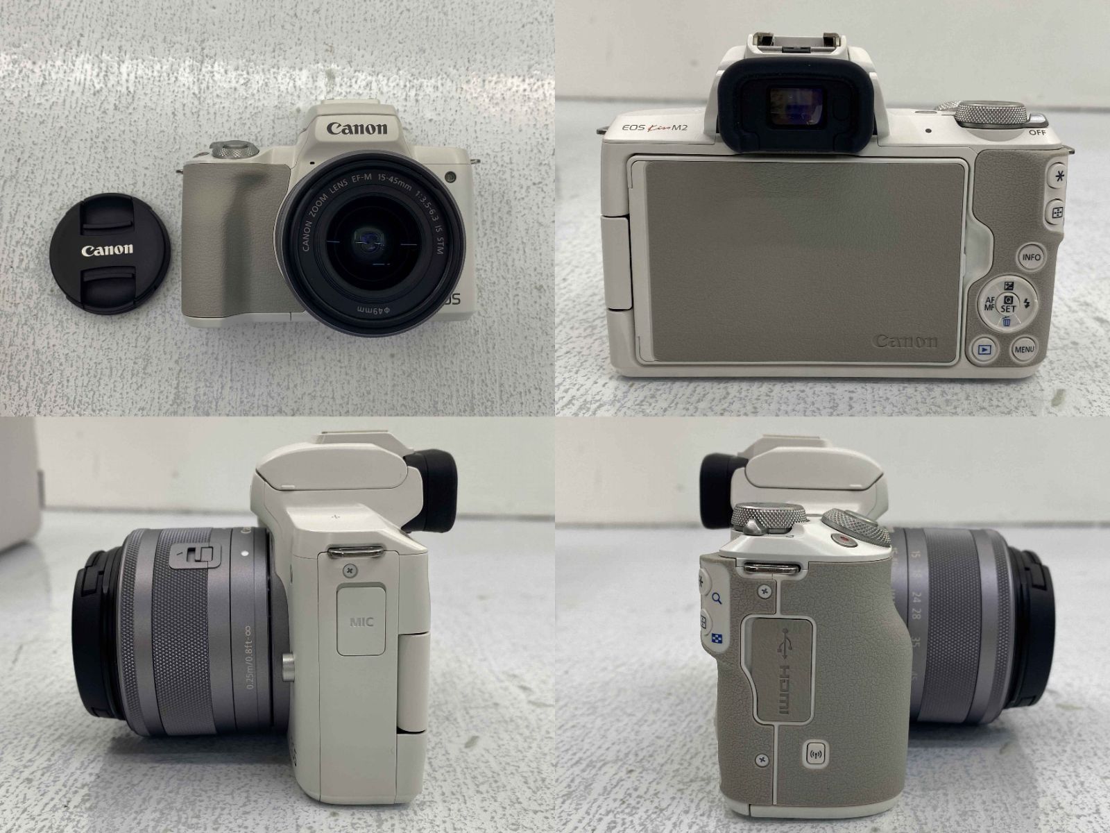 盛岡64 0008 Canon EOS Kiss M 2 ダブルキット ホワイト 動確済み 併売 60