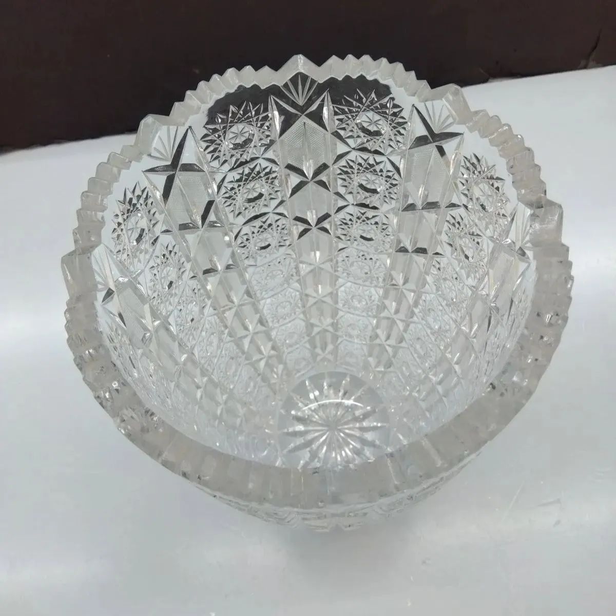 ヴィンテージ ボヘミアンクリスタル 花瓶/ベース チェコスロバキア製 ボヘミアングラス カットクリスタルフラワーベース チェコ