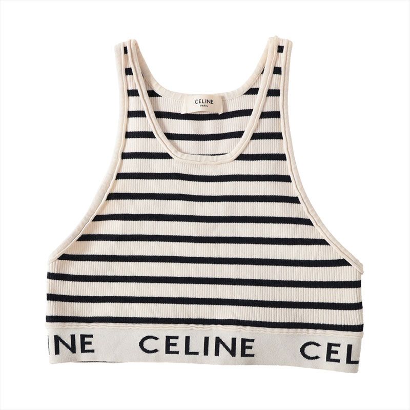 CELINE セリーヌ タンクトップ アスリート ブラ ロゴ リブ M