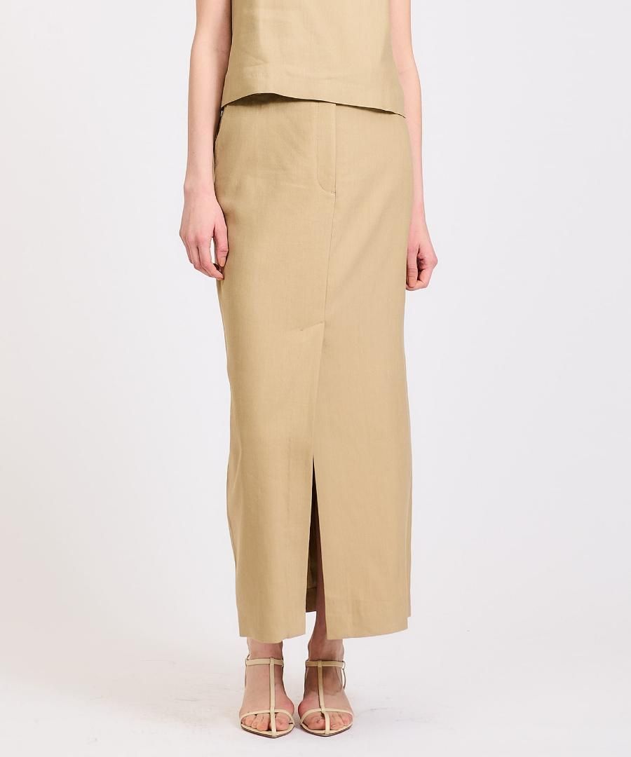 タグ付き♥品 現行品 ESTNATION リネンタイトロングスカート S