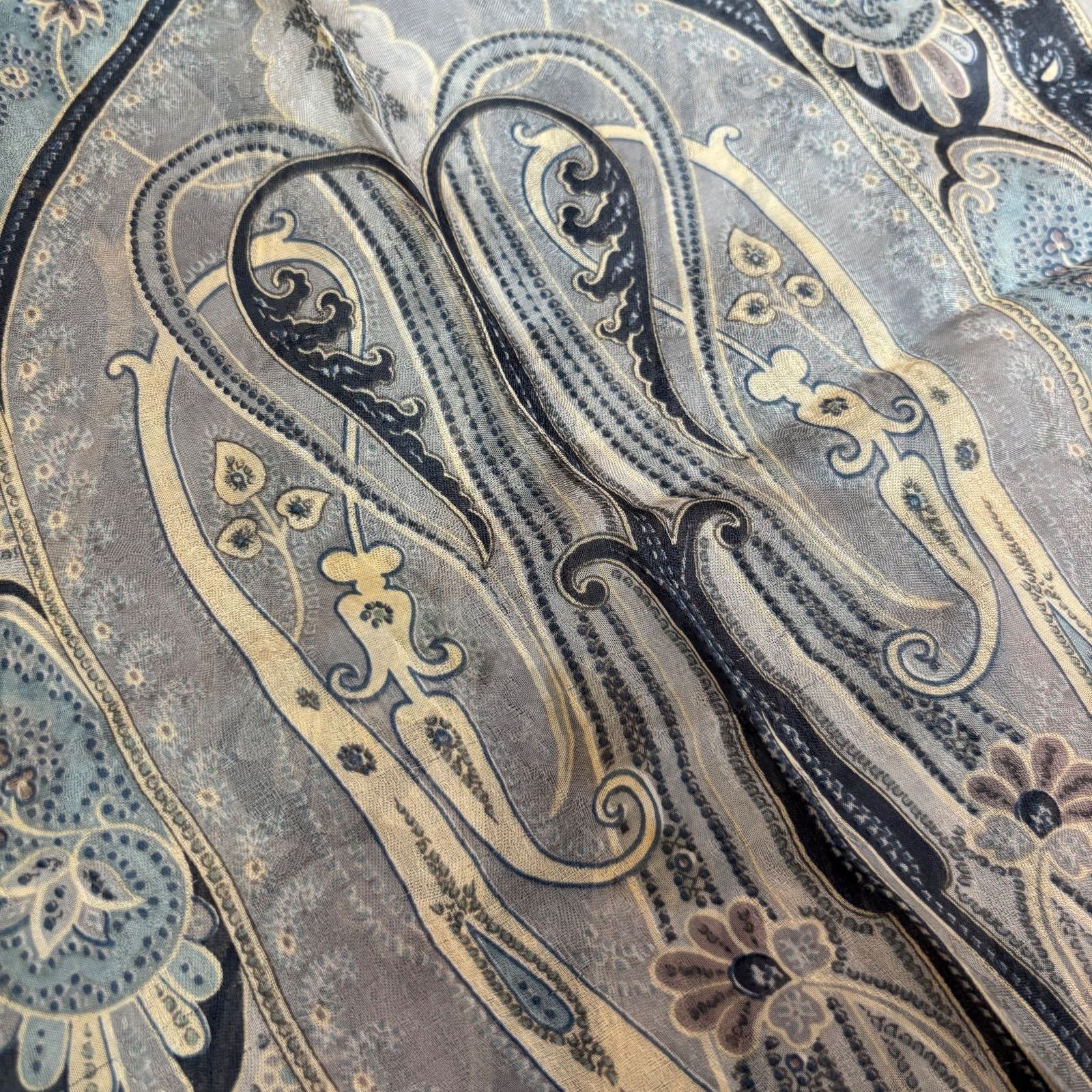 美品 ETRO エトロ ストール スカーフ ペイズリー 総柄 グリーン