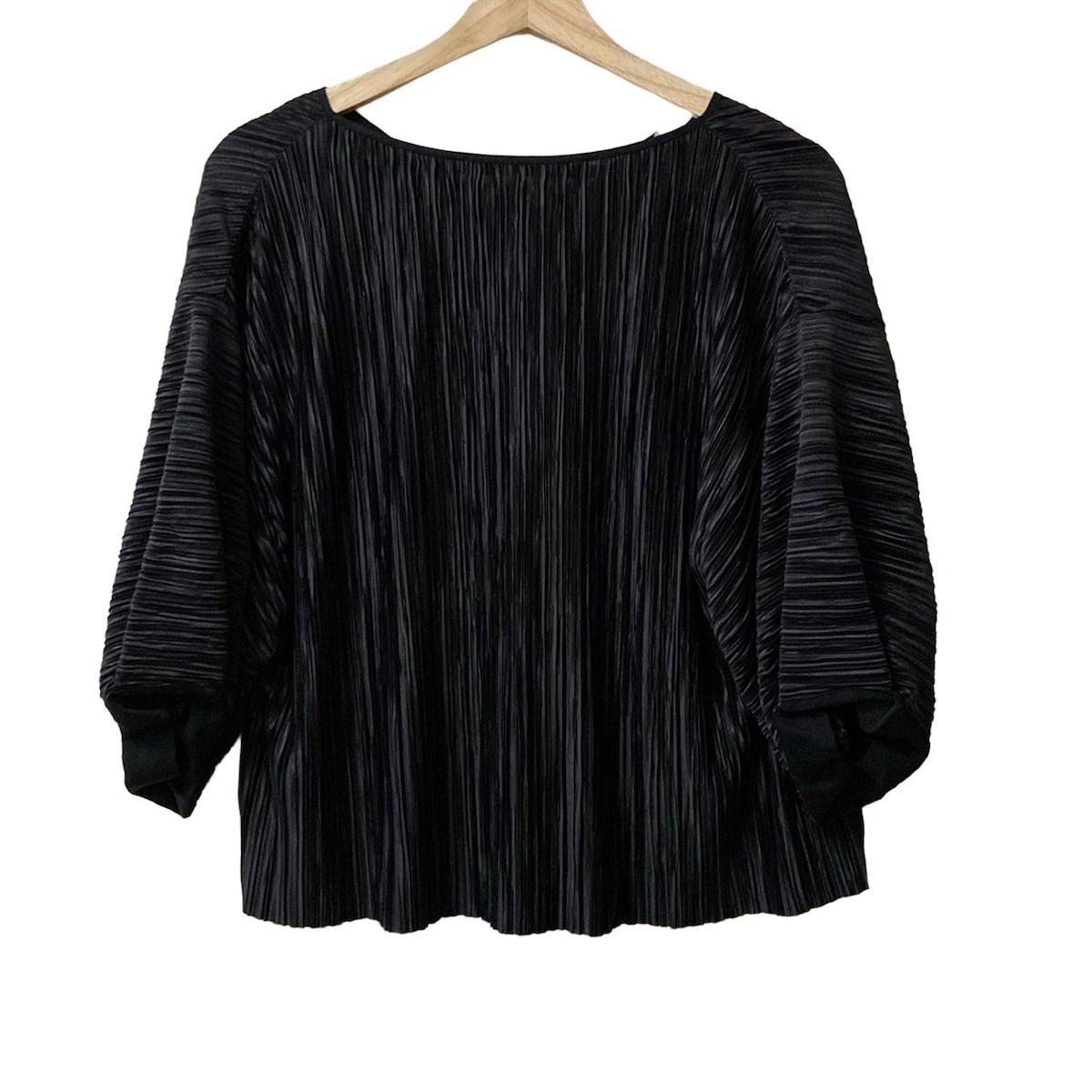 ADORE アドーア 七分袖カットソー サイズ38 M レディース - 黒 クルーネック|プリーツ