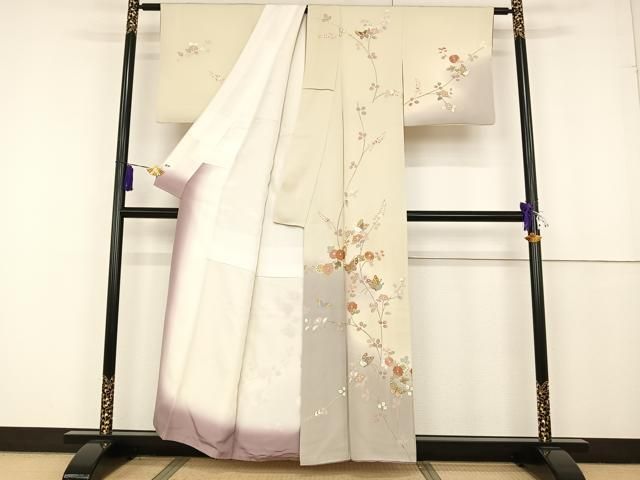 平和屋着物○天野木仙 訪問着 サギソウ 暈し染め 正絹 逸品 AAAQ0489np