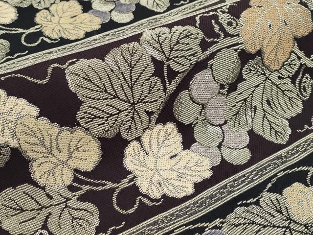 平和屋着物■極上　創業280年　誉田屋源兵衛　六通柄袋帯　金華燦　モール　葡萄蔦の葉文　金銀糸　逸品　CYAA2957s5 平和屋着物□極上 創業280年 誉田屋源兵衛 六通柄袋帯 金華燦 モール