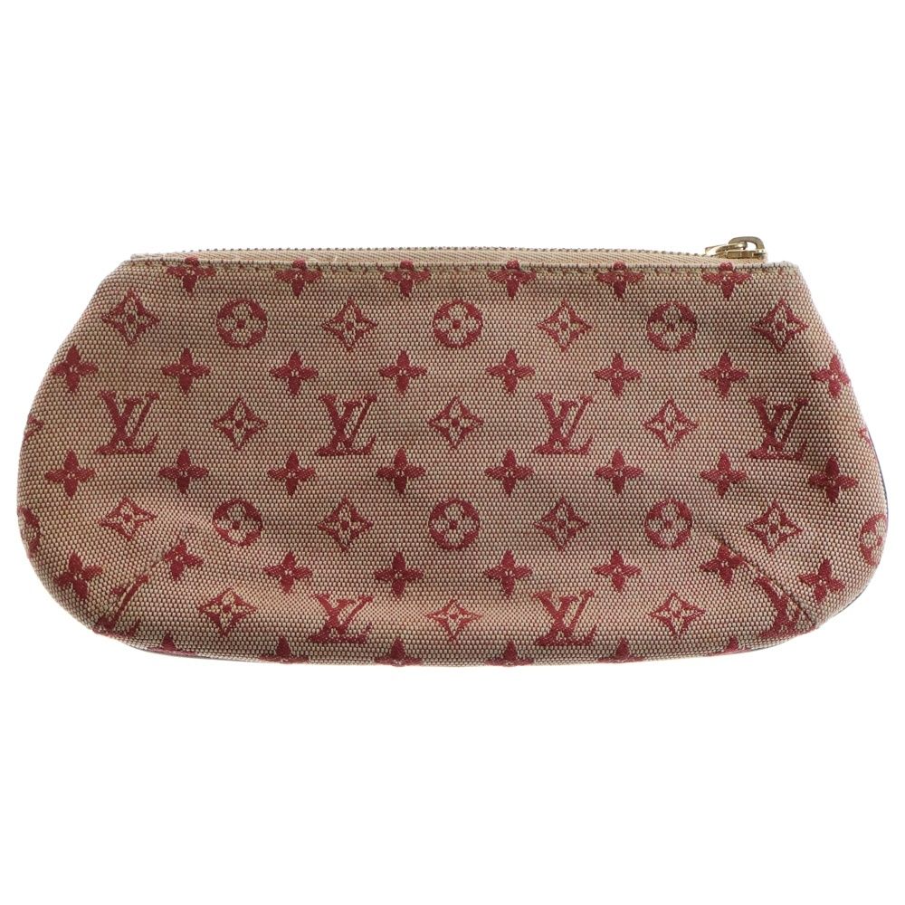 LOUIS VUITTON ルイヴィトン モノグラム ミニ アンソフィー ポーチ ケース 小物入れ ワインレッド ボルドー レザー×キャンバス ゴールド金具 M92696