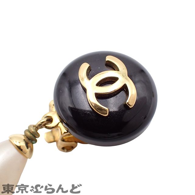 シャネル CHANEL ピアス ブラック ゴールド金具 メタル ココ