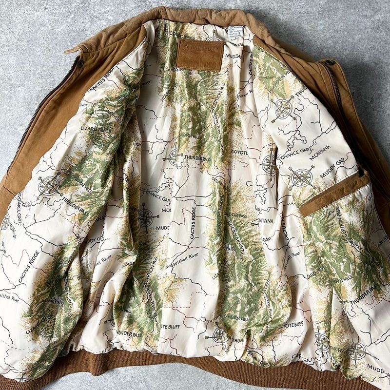 90s Marlboro 中綿入り ガンフラップ 本革 スエード レザー ジャケット