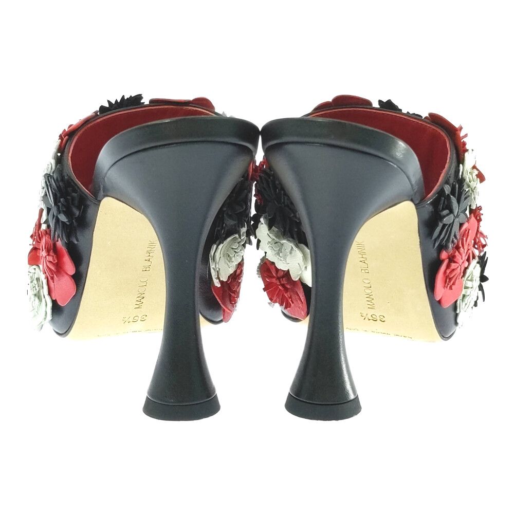 Manolo Blahnik マノロブラニク フラワー ミュール サンダル