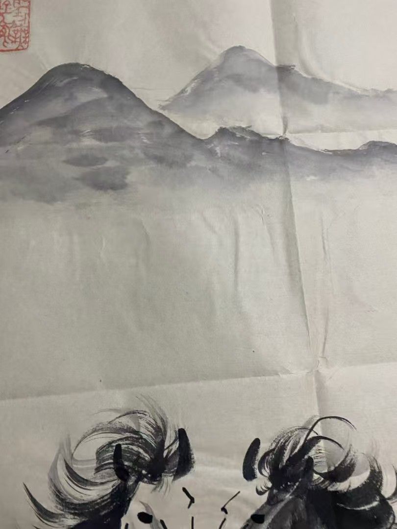 中国古美術. 旧蔵.徐悲鴻款.手描き.奔馬圖.書道品.宣紙水墨畫.賞