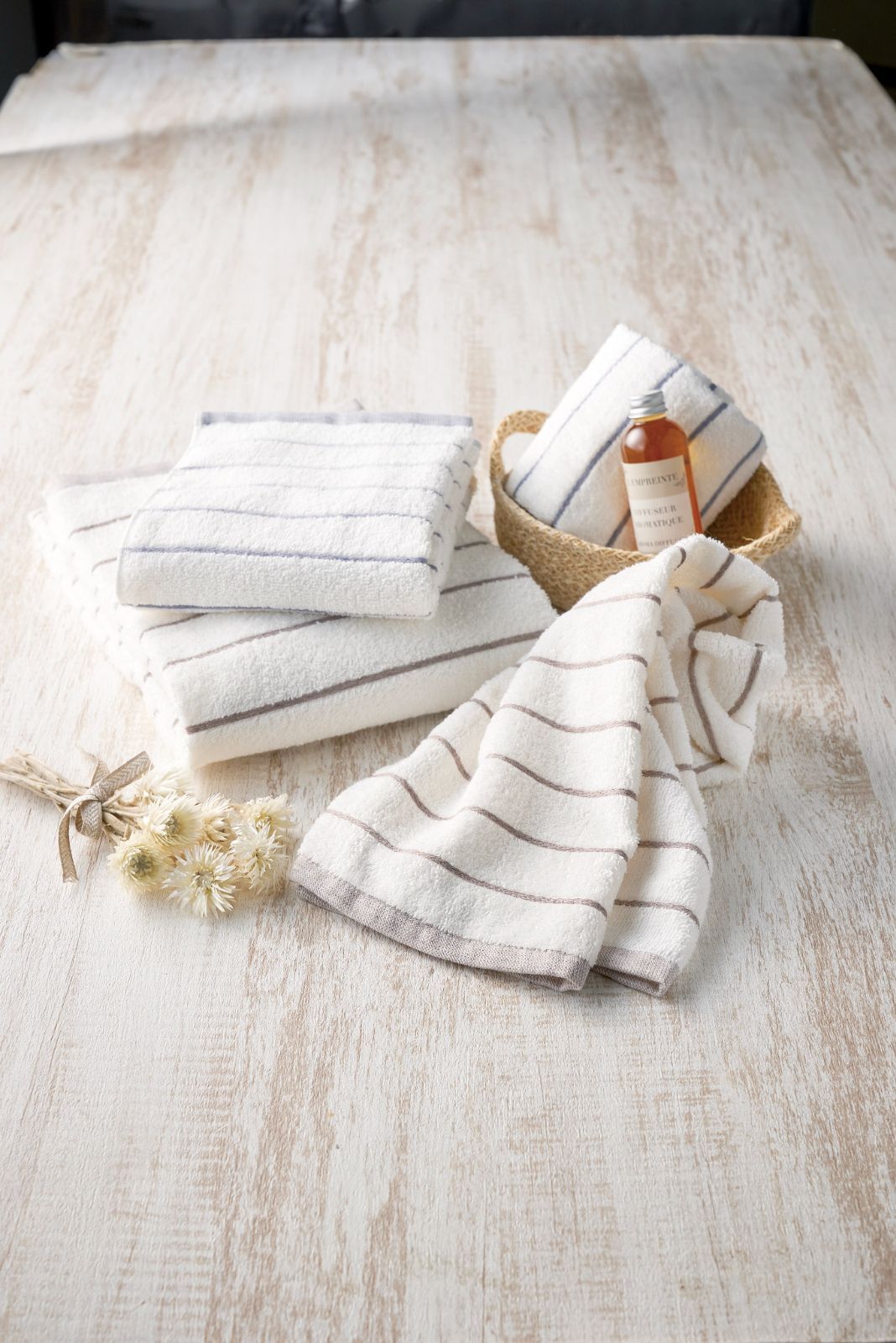 ナチュラルフェイス ボーダーバスタオル4枚セット